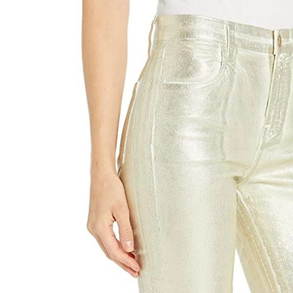 J BRAND Pants Womens 30 Maria High Rise Skinny Gold Messaline Coated Cord NWT - Picture 2 of 13